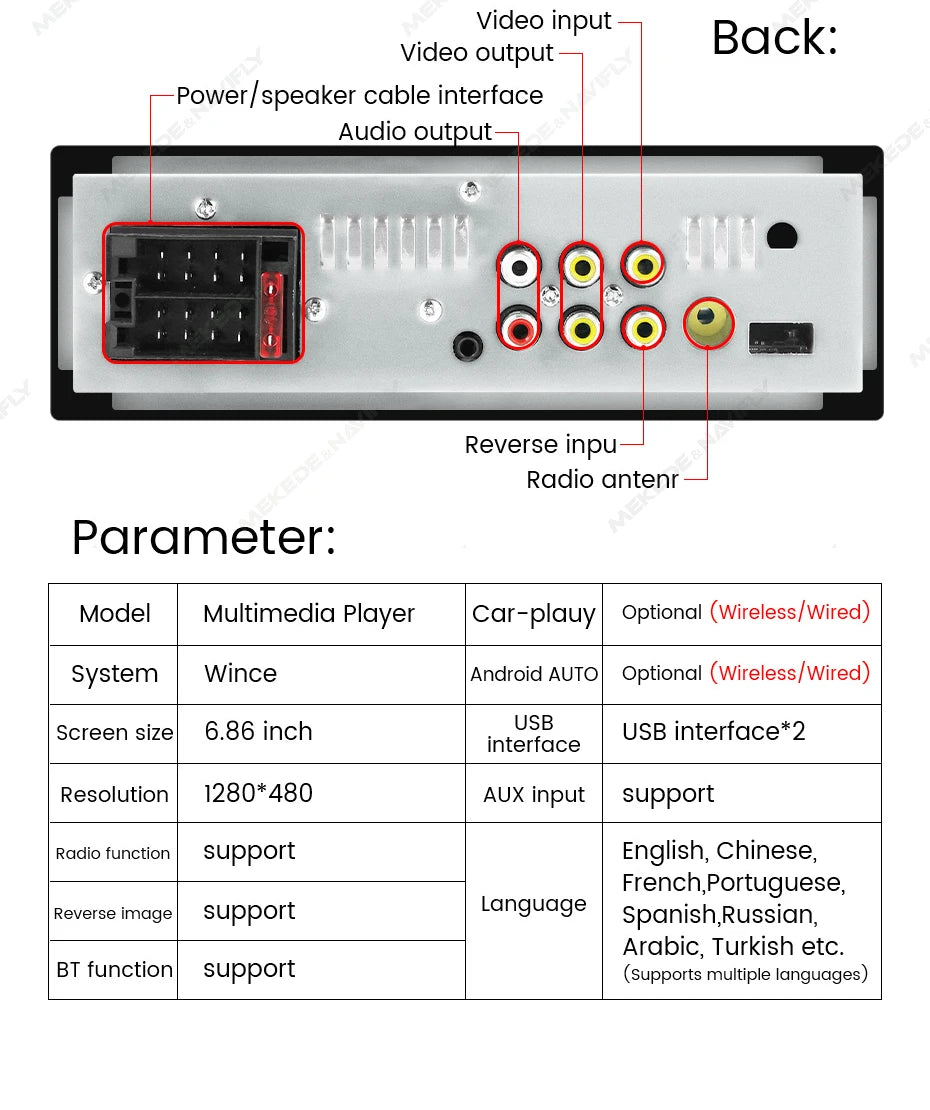 Touchscreen Car Stereo - Wireless CarPlay &amp; Android Auto