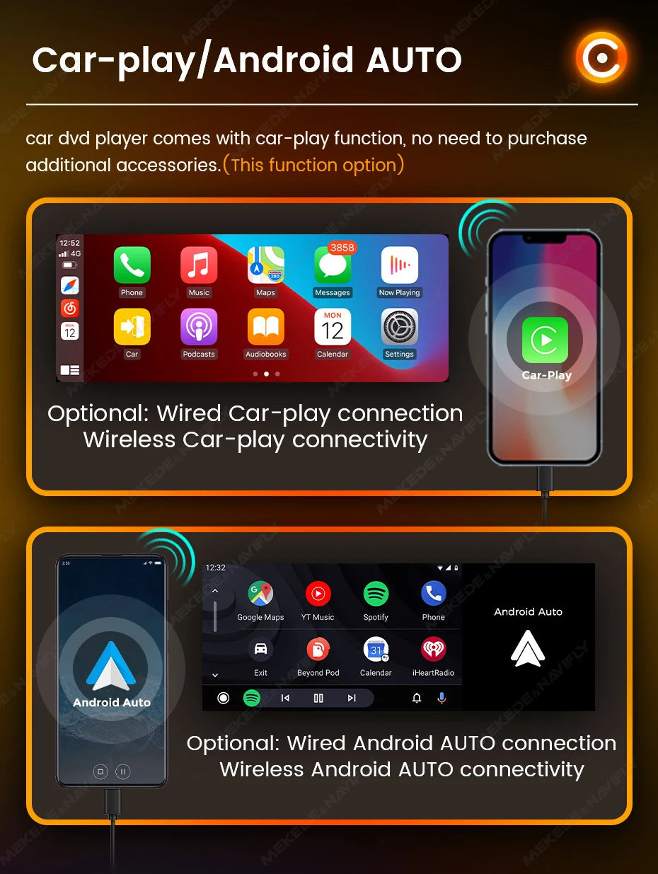 Touchscreen Car Stereo - Wireless CarPlay &amp; Android Auto