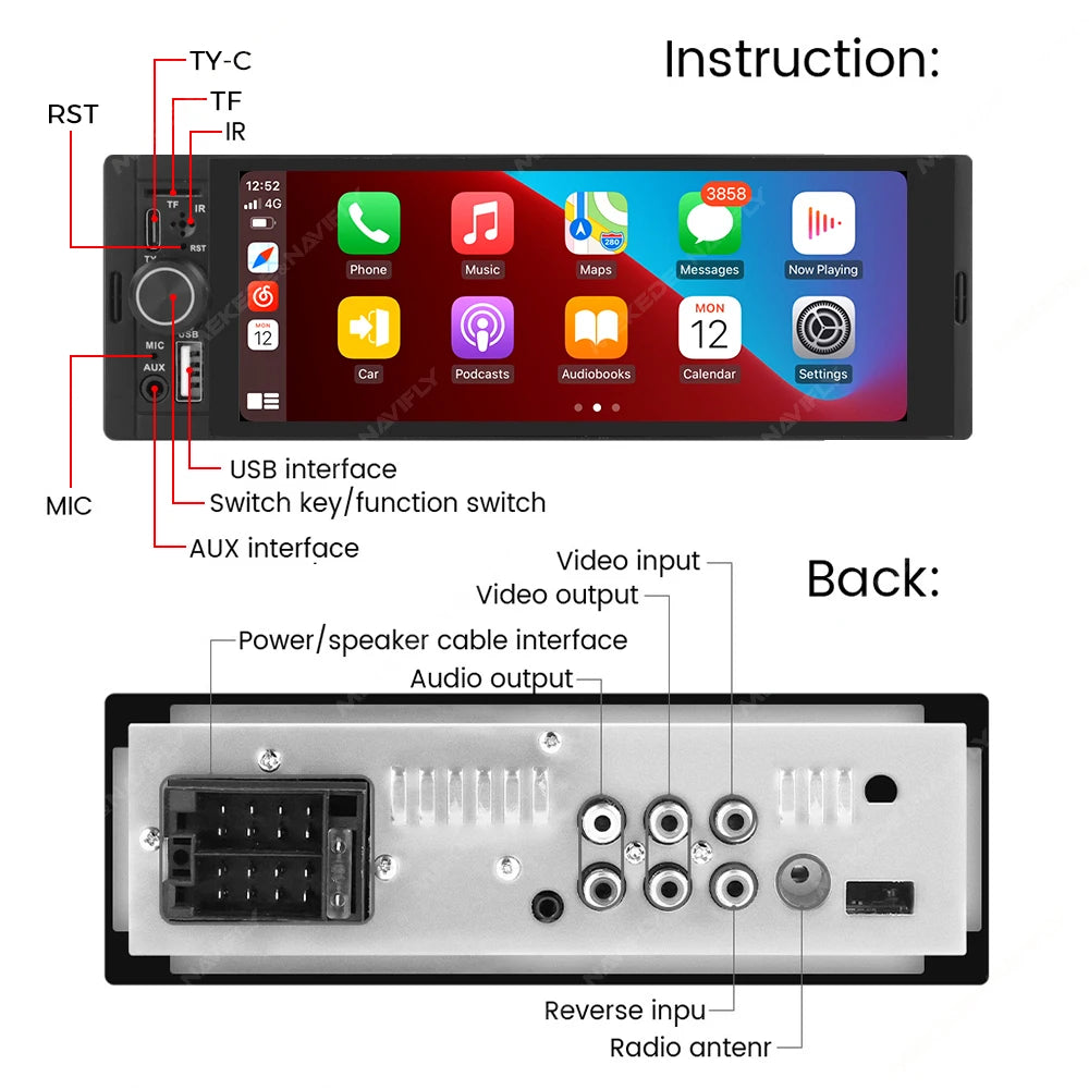 Touchscreen Car Stereo - Wireless CarPlay &amp; Android Auto