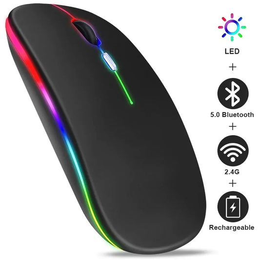 Souris Bluetooth Sans Fil RVB – Souris de Jeu Ergonomique LED pour PC et Portable