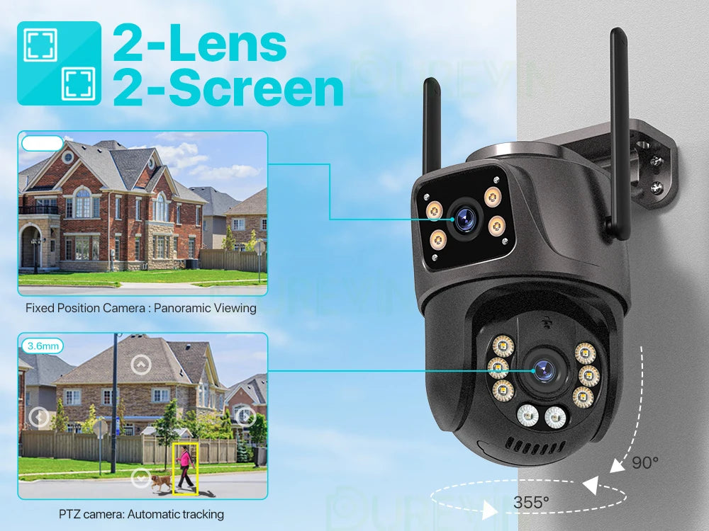 4K WiFi PTZ Outdoor Surveillance Camera - 8MP, AI, Audio &amp; Video, iCSee