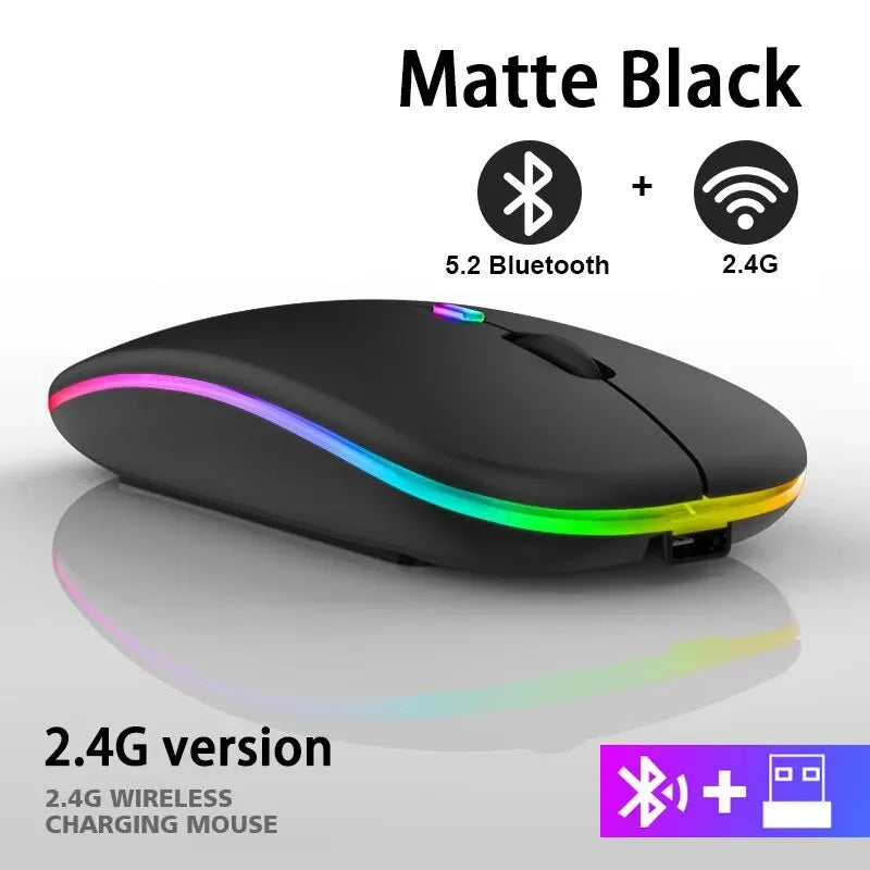 Souris Bluetooth Sans Fil RVB – Souris de Jeu Ergonomique LED pour PC et Portable